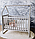 Дитяче ліжечко Angelo "Будиночок" в біло-сірому кольорі, фото 2