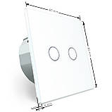 Безшумний сенсорний прохідний/перехресний вимикач 2 сенсора Livolo білий скло (VL-C702SQ-11), фото 5