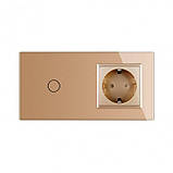 Сенсорний радіокерований диммер 1 сенсор 1 розетка Livolo золото скло (VL-C701DR/C7C1EU-13), фото 3