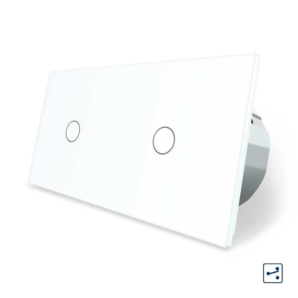 Сенсорний прохідний/перехресний вимикач 2 сенсора (1-1) Livolo білий скло (VL-C701S/C701S-11), фото 1