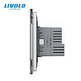 Електрична розетка з USB Type-C 18Вт для зарядки, з заземленням, LIVOLO, біла, скляна рамка, 250В 16А (VL-C7CTF16A.UC18W-2WP), фото 4