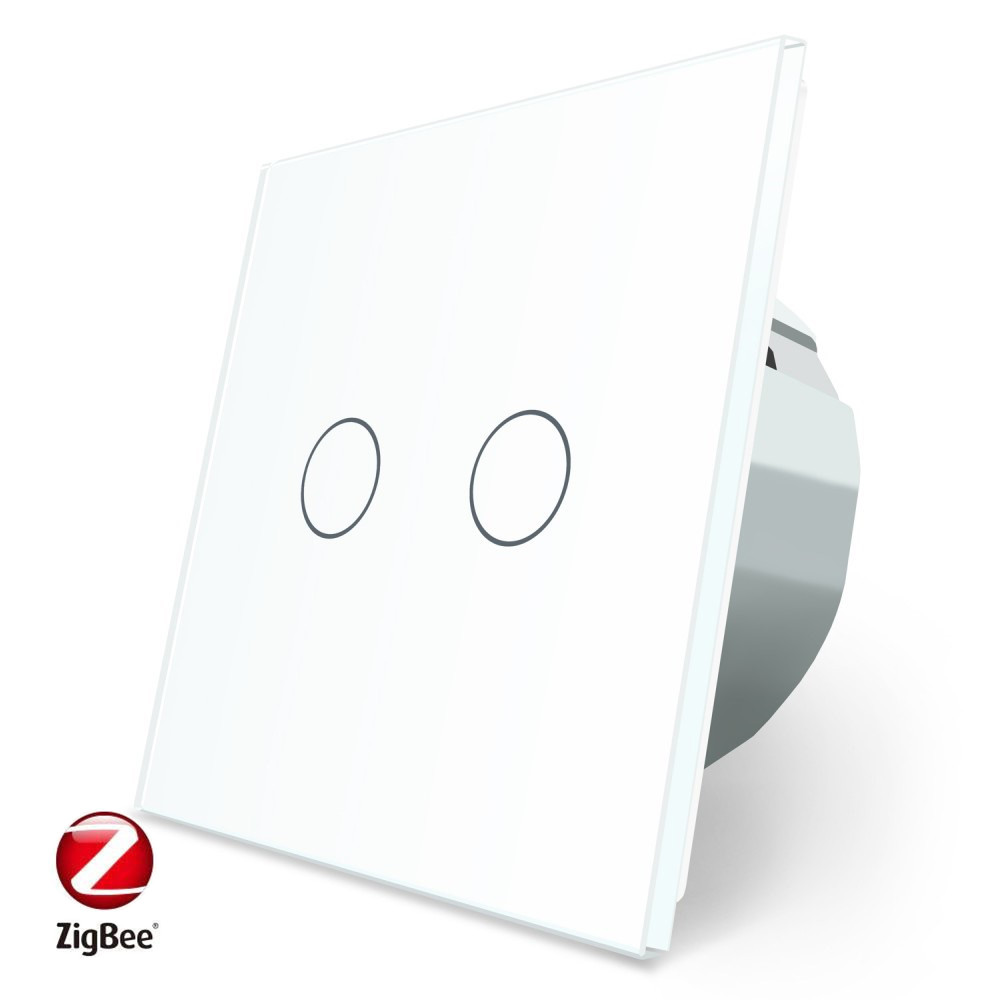 Розумний сенсорний ZigBee вимикач 2 сенсора Livolo білий скло (VL-C702Z-11), фото 1