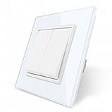 Вимикач універсальний 2-клавішний Livolo білий скло 250В 10А (VL-C7FCMKS-1WP), фото 5