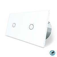 Безконтактний вимикач 2 сенсора (1-1) Livolo білий скло (VL-C701/C701-PRO-11)