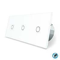 Безконтактний вимикач 3 сенсора (1-1-1) Livolo білий скло (VL-C701/C701/C701-PRO-11)