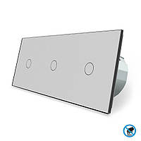 Безконтактний вимикач 3 сенсора (1-1-1) Livolo сірий скло (VL-C701/C701/C701-PRO-15)