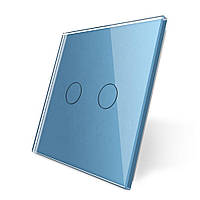 Рамка 1-постова для 2-сенсорного вимикача LIVOLO, загартоване скло, блакитна, 80×80 мм (C7-C2-19)