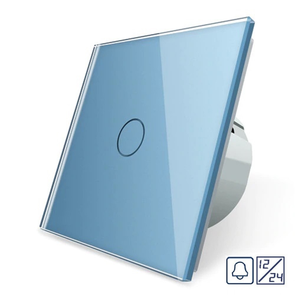 Сенсорна кнопка 1 сенсор 12/24V Livolo блакитне скло (VL-C701CH-19)