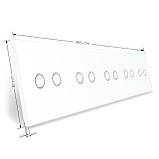 Рамка 5-постова для п’яти 2-сенсорних вимикачів (2-2-2-2-2) LIVOLO, загартоване скло, біла, 365×80 мм (VL-P702/02/02/02/02-10W), фото 3