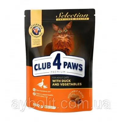 Сухий корм для кішок Club 4 Paws Преміум. З качкою й овочами 300 г (4820215365451)