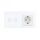Розумний сенсорний ZigBee вимикач 2 сенсора 1 розетка Livolo білий скло (VL-C702Z/C7C1EU-11), фото 4