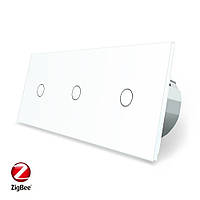 Розумний сенсорний ZigBee вимикач 3 сенсорів (1-1-1) Livolo білий (VL-C701Z/C701Z/C701Z-11)