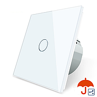 Сенсорний прохідний/перехресний вуличний вимикач Вологозахищений 1 сенсор Livolo білий скло (VL-C701S-IP-11)