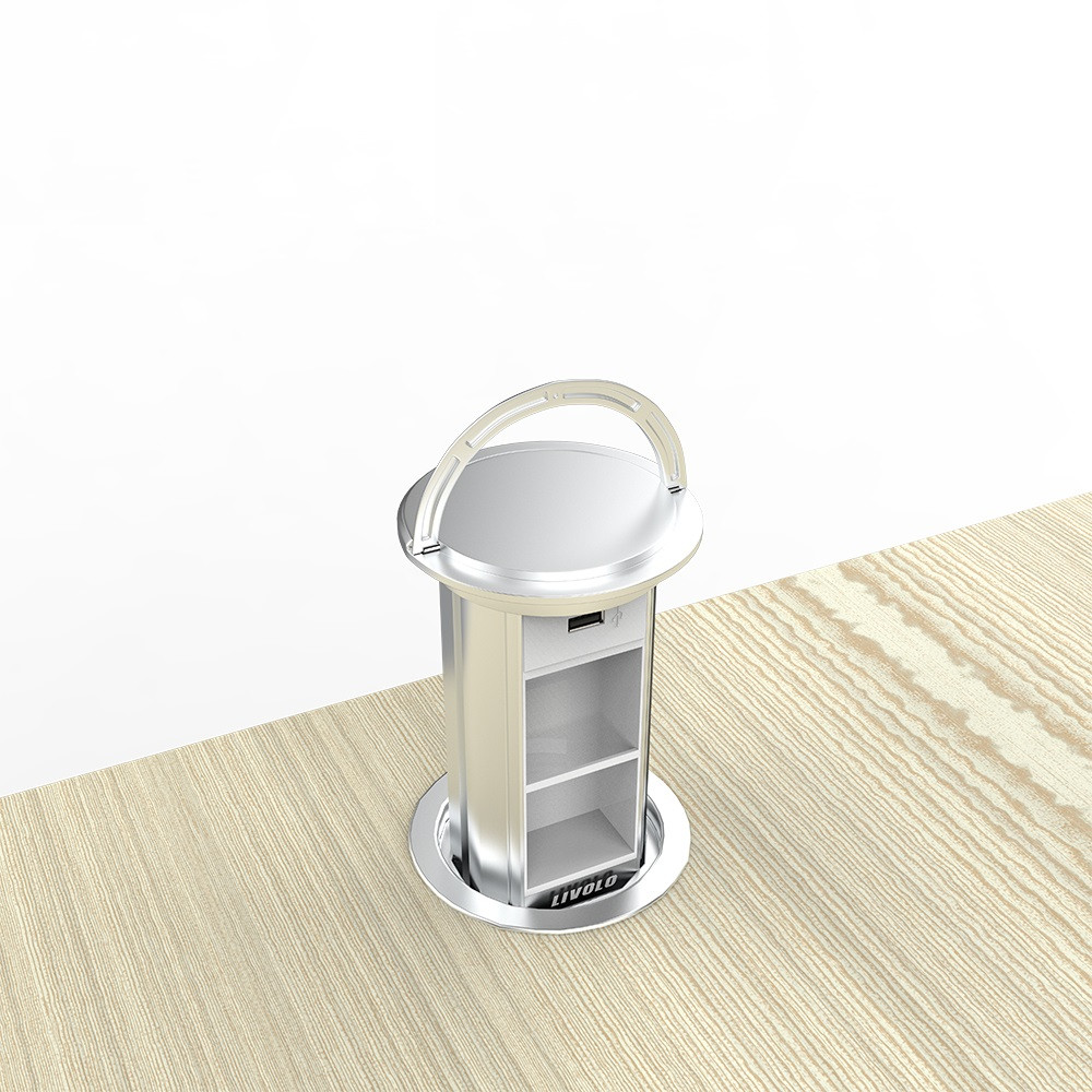 Порожня подвійна висувна розетка з USB Livolo сірий (VL-SHS019-S)