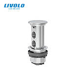 Висувна розетка з двох розеток і USB Livolo сірий (VL-SHS019-FCTC-S), фото 3