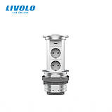 Висувна розетка з двох розеток і USB Livolo сірий (VL-SHS019-FCTC-S), фото 4