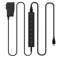 USB хаб Orico H7013-U3 USB 3.0 7 портів з блоком живлення hub концентратор, фото 4
