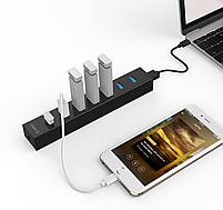 USB хаб Orico H7013-U3 USB 3.0 7 портів з блоком живлення hub концентратор, фото 7