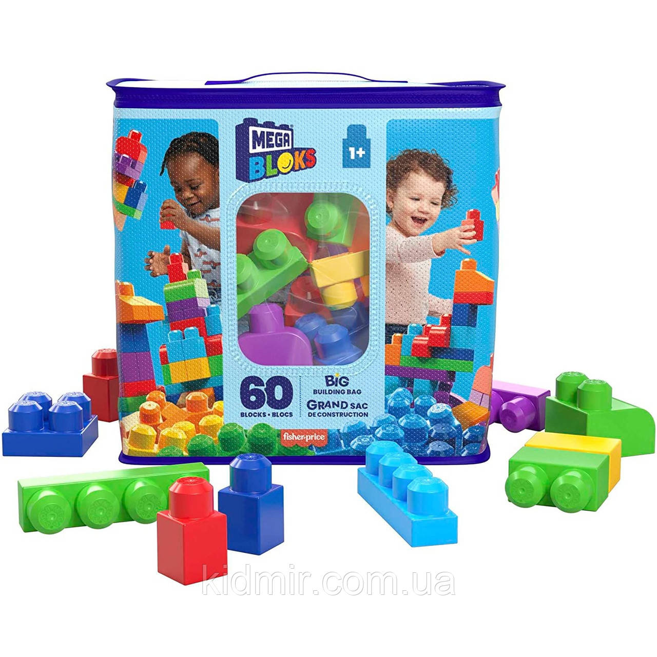 Конструктор Мега Блокс 60 деталей Блакитний Mega Bloks First Builders DCH55, фото 1