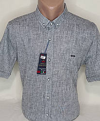 Чоловіча стильна теніска льон Gold Milano vkl-0051 сіра приталена Туреччина, чоловіча сорочка з коротким рукавом M