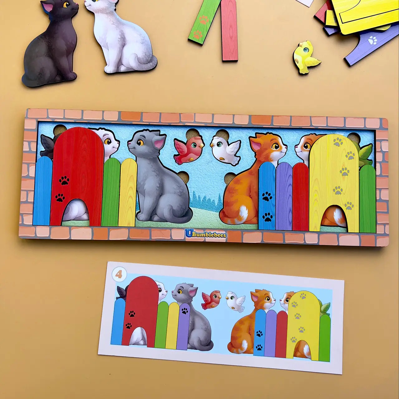 Гра з картками Котики за парканом 16*23*5 см 51 дет 14 карток дерево (ПСФ150), фото 1