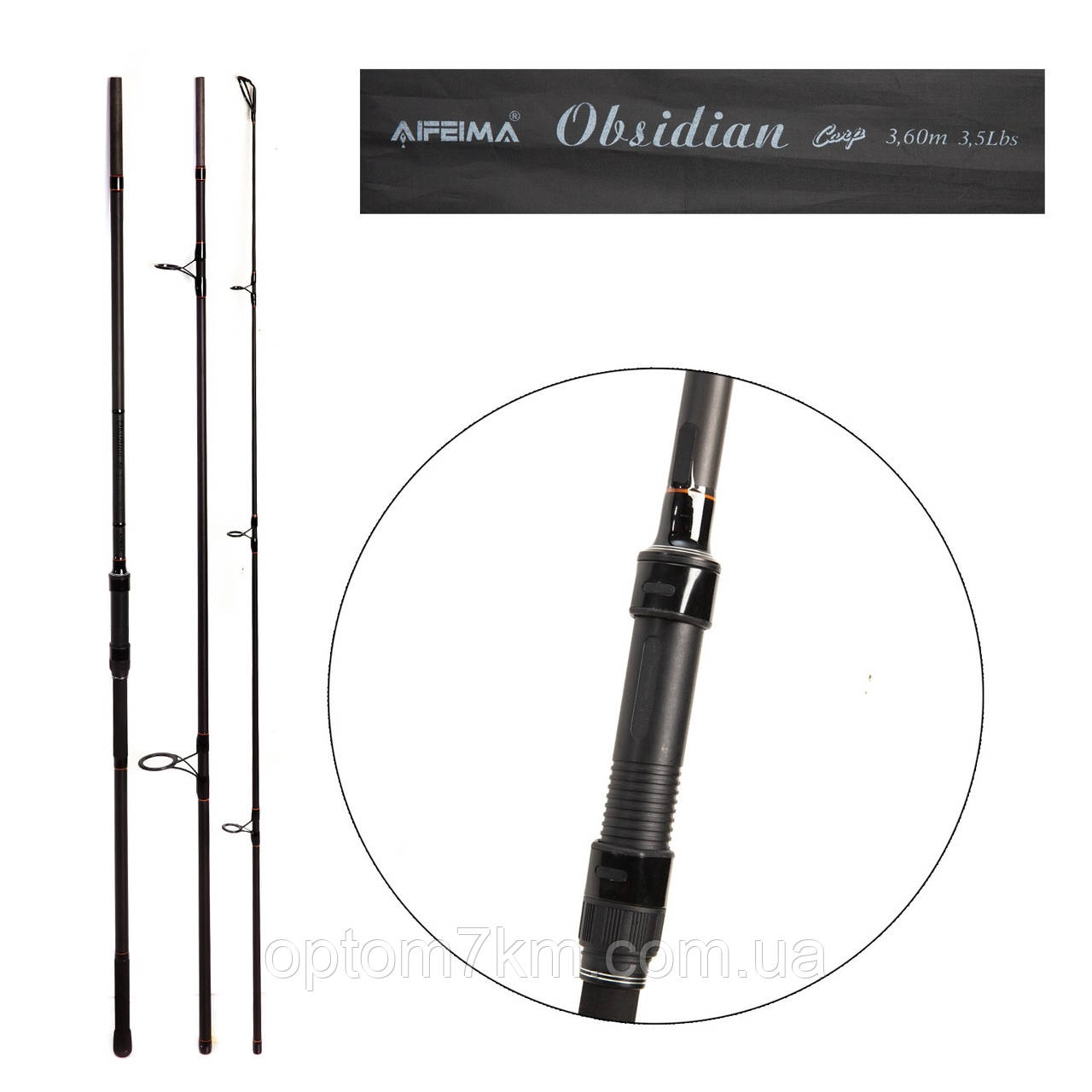 Вудлище коропове Feima Obsidian 3.9m., 3хост тест 3,5LB