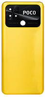 Задняя крышка Xiaomi Poco C40 желтая Poco Yellow оригинал + стекло камеры