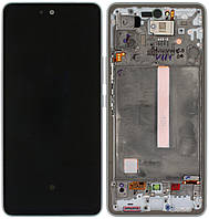 Дисплей модуль тачскрин Samsung A536 Galaxy A53 5G черный OLED в рамке серебристого цвета White