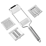 Терка металева з ручкою 3 насадки, Ручна овочерізка, Мультислайсер, Ручна овочерізка, фото 4
