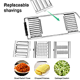 Терка металева з ручкою 3 насадки, Ручна овочерізка, Мультислайсер, Ручна овочерізка, фото 5