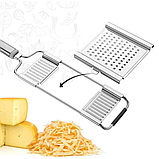 Терка металева з ручкою 3 насадки, Ручна овочерізка, Мультислайсер, Ручна овочерізка, фото 6