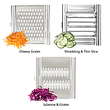 Терка металева з ручкою 3 насадки, Ручна овочерізка, Мультислайсер, Ручна овочерізка, фото 7