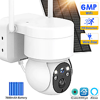 360 Камера С Солнечной Панелью W06 App ICSEE 6 mp, Камера наружного наблюдения, Уличная wifi камера