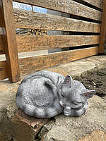 Садовая фигура ДомФигурок Спящий кот серый