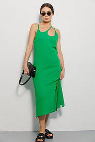 Сукня жіноча літня на бретелях зі штапелю зелена Modna KAZKA MKAR32864-2