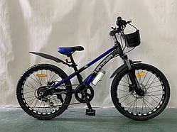 Гірський підлітковий велосипед 22 дюйми,рама 11 HAMMER VA210-22"H, гідравлічний тормоз  Синій