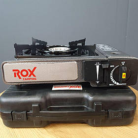 Кемпінгова портативна газова плита Rox Camping 0103, одноконфоркова з перехідником на великий балон