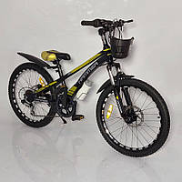 Гірський підлітковий велосипед 22 дюйми,рама 11 HAMMER VA210-22"H, гідравлічний тормоз Золотий