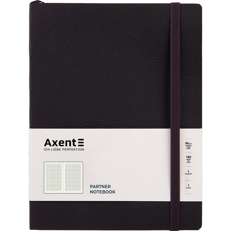 Нотатник B5 Axent Partner Soft 96 аркушів у клітинку 190 х 250 чорний