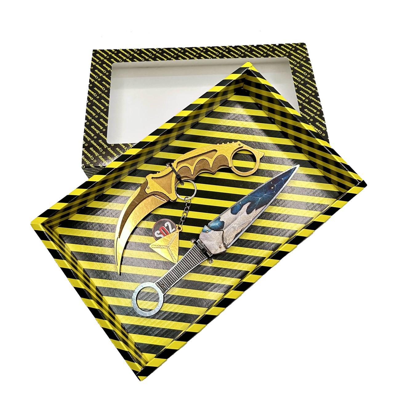 Набір ножів STANDOFF 2 "Ніж Керамбіт Gold & Ніж Кунай Augustite", дерев'яна іграшкова зброя, фото 1