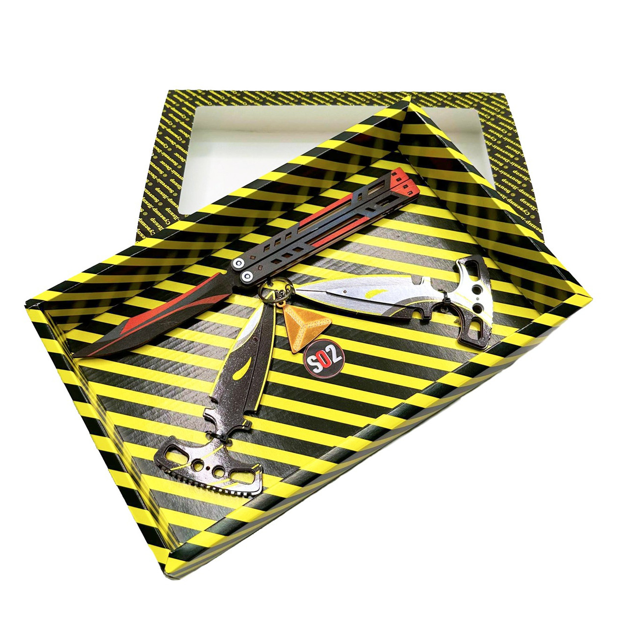 Набір ножів STANDOFF 2 "Ніж Метелик Black Widow & Ножі Тичкові Harmony", дерев'яна іграшкова зброя, фото 1