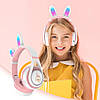 Навушники бездротові, LED, із заячими вушками, ME-15, Фіолетові / Дитячі Bluetooth навушники з мікрофоном, фото 2