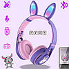 Навушники бездротові, LED, із заячими вушками, ME-15, Фіолетові / Дитячі Bluetooth навушники з мікрофоном, фото 7