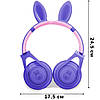 Навушники бездротові, LED, із заячими вушками, ME-15, Фіолетові / Дитячі Bluetooth навушники з мікрофоном, фото 8