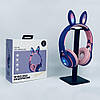 Навушники бездротові, LED, із заячими вушками, ME-15, Фіолетові / Дитячі Bluetooth навушники з мікрофоном, фото 9