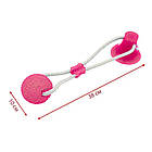 Іграшка для собак м'яч на мотузці з присоскою EL-1126, Рожева / Гумова жувальна іграшка / М'ячик для тварин, фото 9