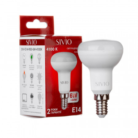 Світлодіодна лампа SIVIO LED R50 6W 4100K 220V