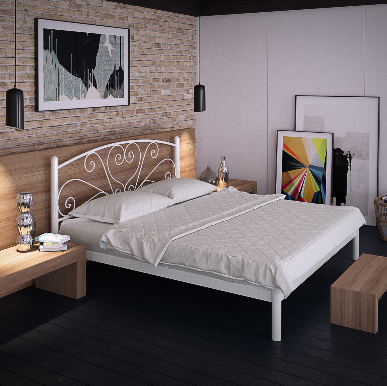 Металеве ліжко з візерунковим узголів'ям Карісса Тенеро, фото 1