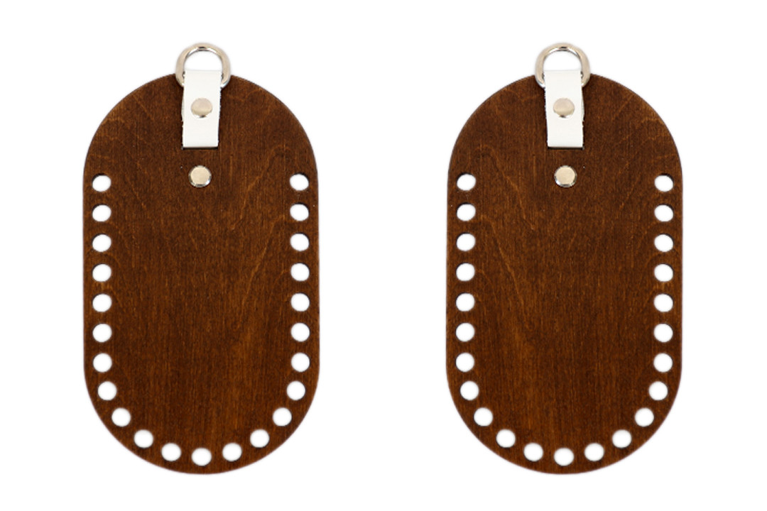 Дерев`яні сумочні боковинки, 18*10см, овал, палісандр темний з шльовкою колір білий, фото 1