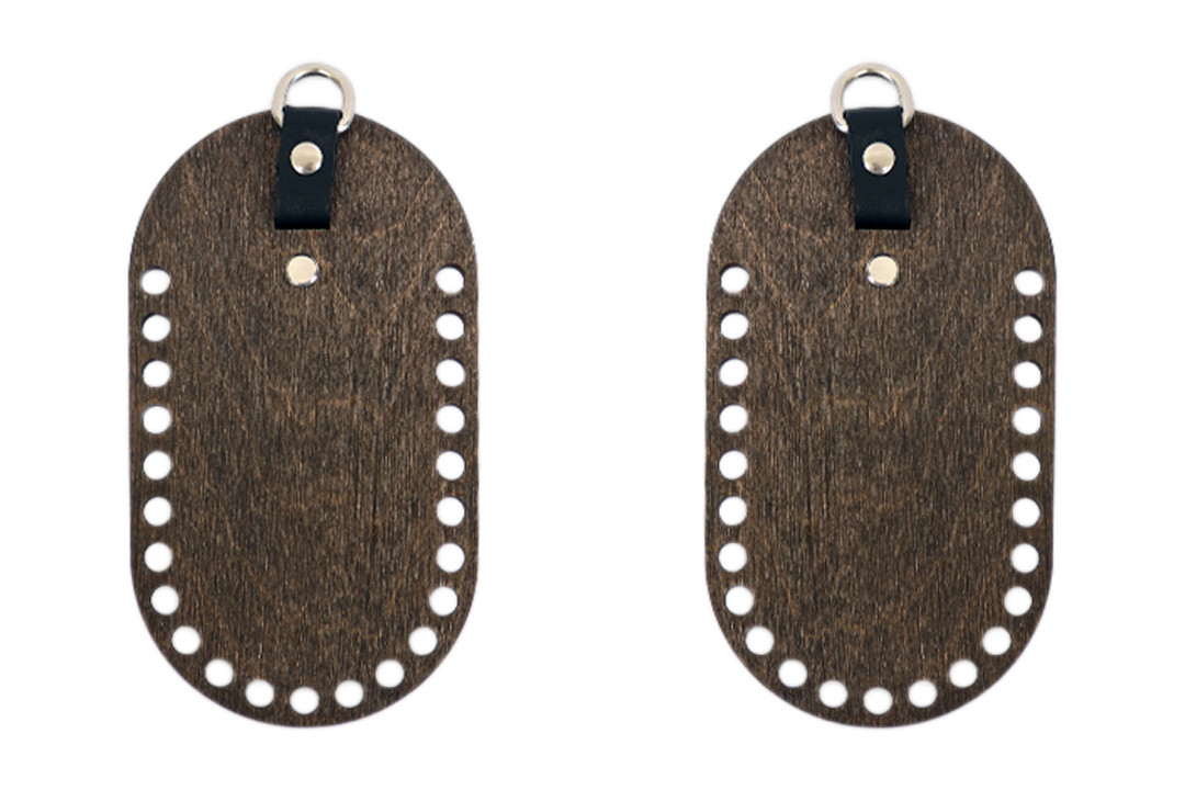 Дерев'яні сумочні боковинки, 18*10 см, овал, вугілля з петелькою колір чорний, фото 1